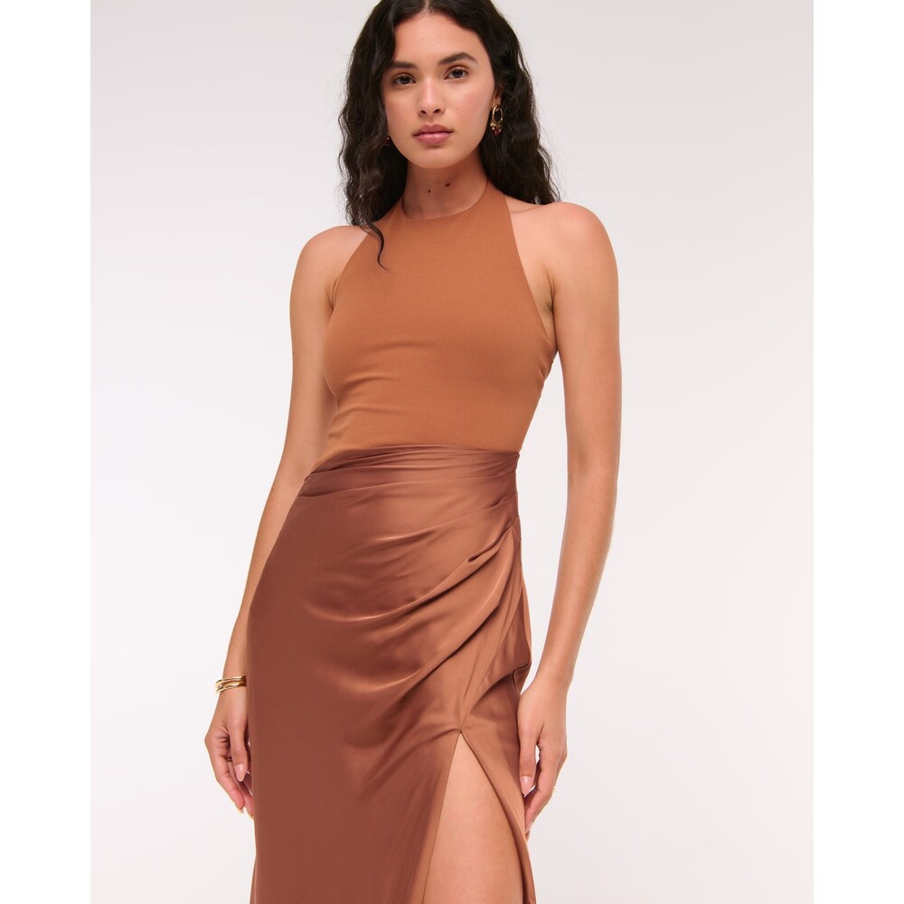 Abercrombie & Fitch Copper Brown Halter Midi Dress